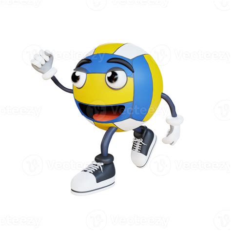 volleyball mascot is running 3d character illustration 11354392 PNG