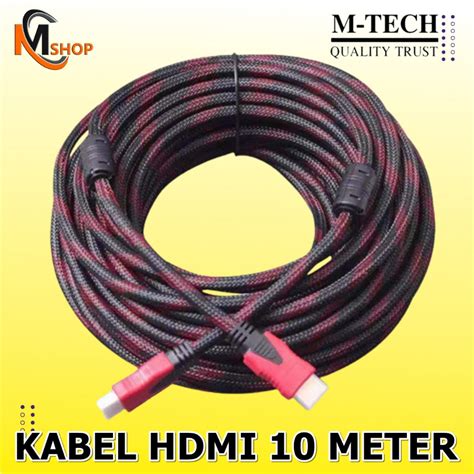 Jual KABEL HDMI 10M SERAT JARING HDMI TO HDMI 10 M 1080P Shopee Indonesia