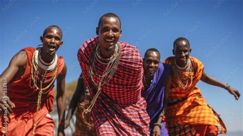 Maasai Mara man showing traditional Maasai jumping dance, Tribe, culture. Stock Photo | Adobe Stock