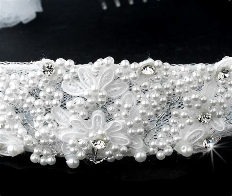 Pearl And Rhinestone Headband Veil Elegant Bridal Hair Accessories