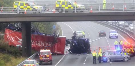 M6 Closed After Lorry Crashes From Bridge Onto Motorway Near Coventry