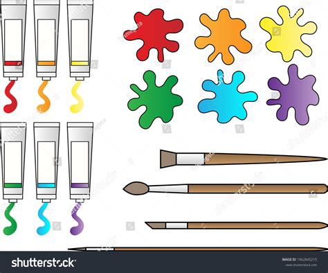 Painting Tools Elements Cartoon Colorful Vector Stock Vector Royalty