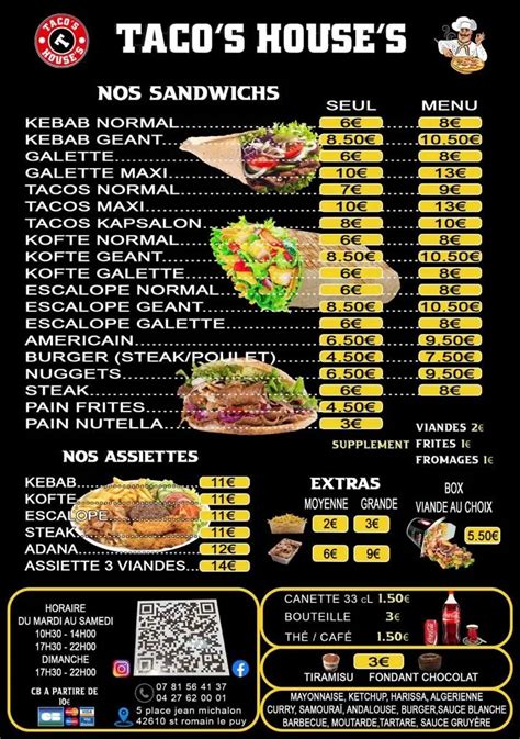 Taco House Menu Et Tarifs Actualisés France Carte 2024