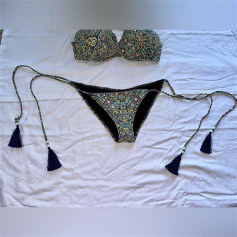 Victorias Secret Mosaic Garden Bikini Set 34d Top Sm… Gem