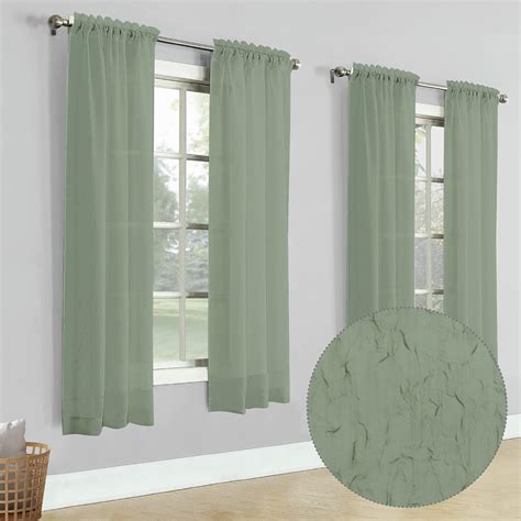 Amazon Ovzme Crushed Panels Sage Green Sheer Curtains Inch