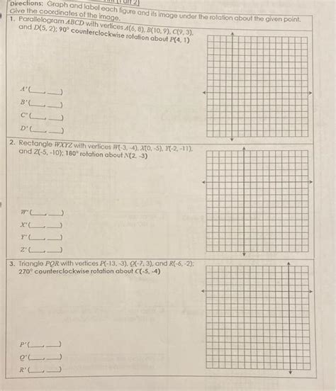 Solved Directions Graph And Label Each Figure And Its Image