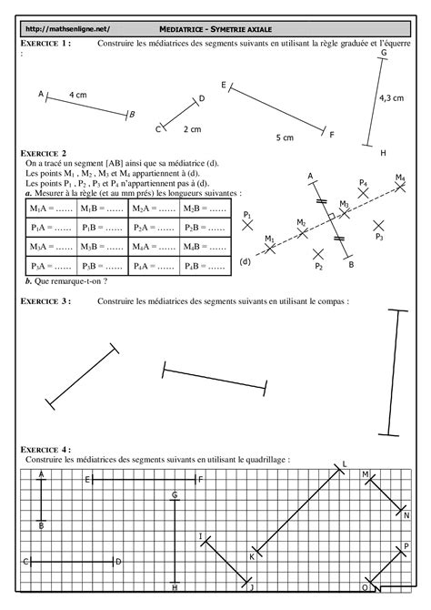 Construire la médiatrice d un segment Exercices AlloSchool