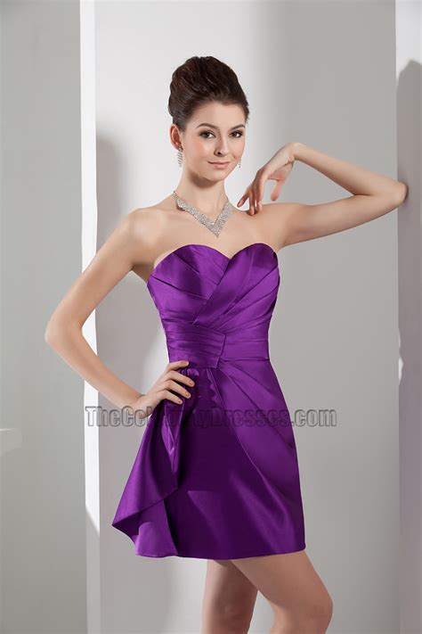 Short Mini Purple Strapless Sweetheart Party Homecoming Dress