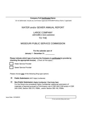 Fillable Online Psc Mo Water Andor Sewer Annual Report Large Company