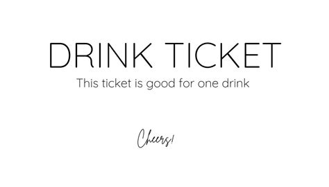 Printable Drink Ticket Drink Tickets Printable Beverage Ticket