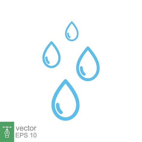 Water Drops Icon Simple Outline Style Raindrop Puddle Blue Liquid Nature Concept Line