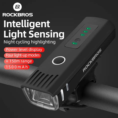 ROCKBROS Bicicleta Led Light Waterproof 1500 Mah Recarregável USB Luz