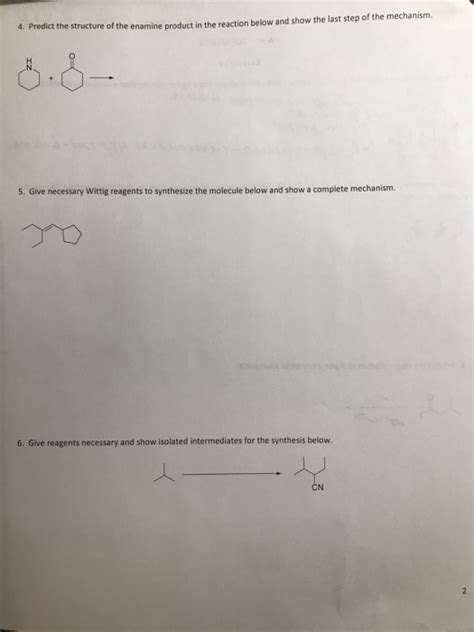 Solved 4. Predict the structure of the enamine product in | Chegg.com