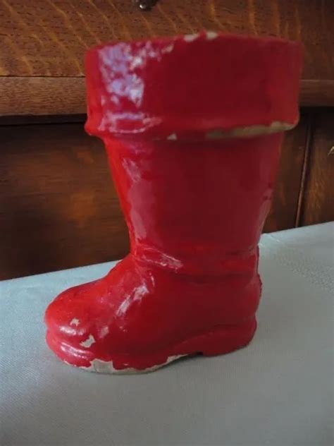 Red Santa Claus Boot Paper Mache Christmas Candy Container Vintage £1956 Picclick Uk