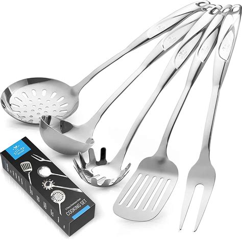 Zulay Premium Stainless Steel Utensils 5 Pieces Comfortable Grip