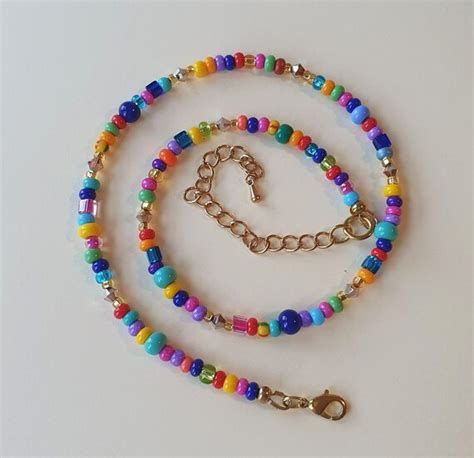 Seed Bead Necklace Glass Bead Necklace Colourful Necklace Etsy