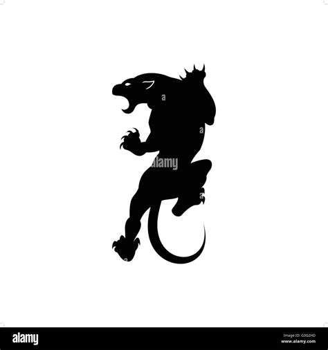 Roaring Panther Predator Silhouette Tattoo Vector Illustration Isolated