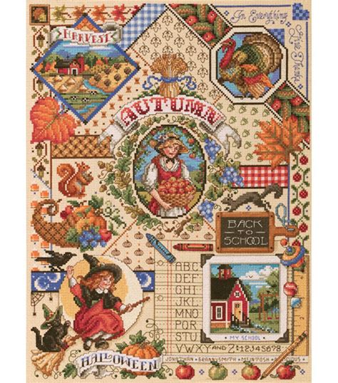 Janlynn Autumn Sampler Counted Cross Stitch Kit At Autumn