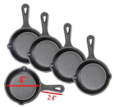 Bruntmor 4 Pcs Pre Seasoned Cast Iron Pan Mini Skillet Bundle