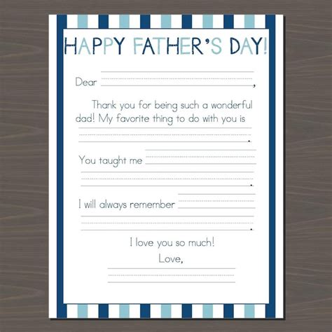 Fathers Day Fill In The Blank Free Printable