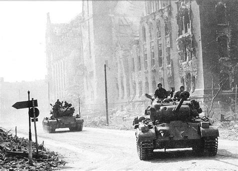 M Pershing Tanks Of The Nd Armored Division On The Streets Of