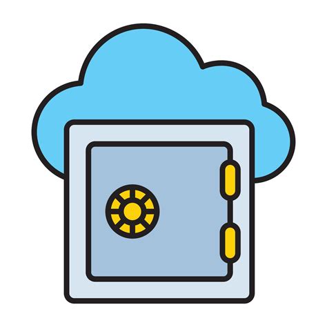 cloud storage  secure vault outline icon  vector art