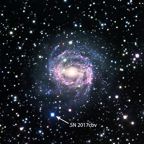 telescopes capture blue glow  supernova collision futurity