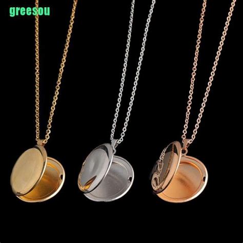 jual gs kalung rantai  liontin locket foto bulat bahan stainless