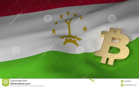 Bitcoin Currency Symbol on Flag of Tajikistan Stock Illustration ...