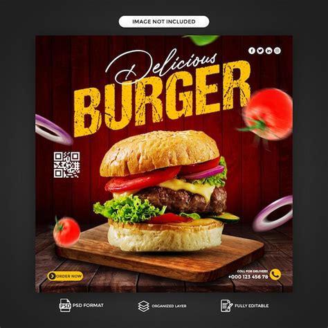 Premium Psd Psd Delicious Hot And Spicy Burgers Foods Social Media