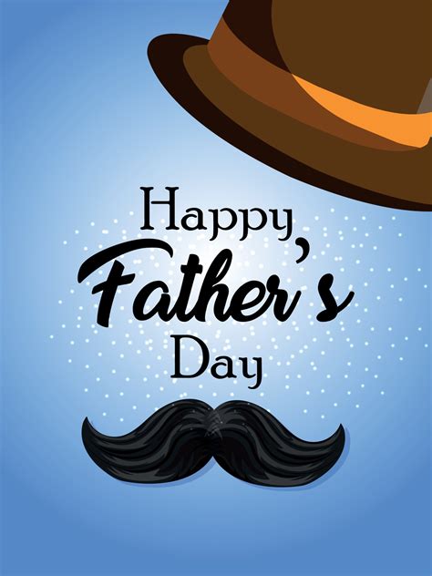 Happy Fathers Day Realistic Background With Mustache And Hat 2391953