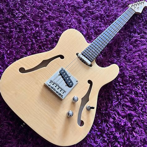 Haze Semi Hollow Body Electric Guitar Natural Flame Maple Reverb