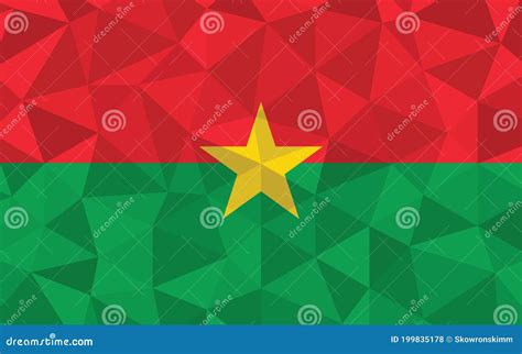 Low Poly Burkina Faso Flag Vector Illustration Triangular Burkinabe