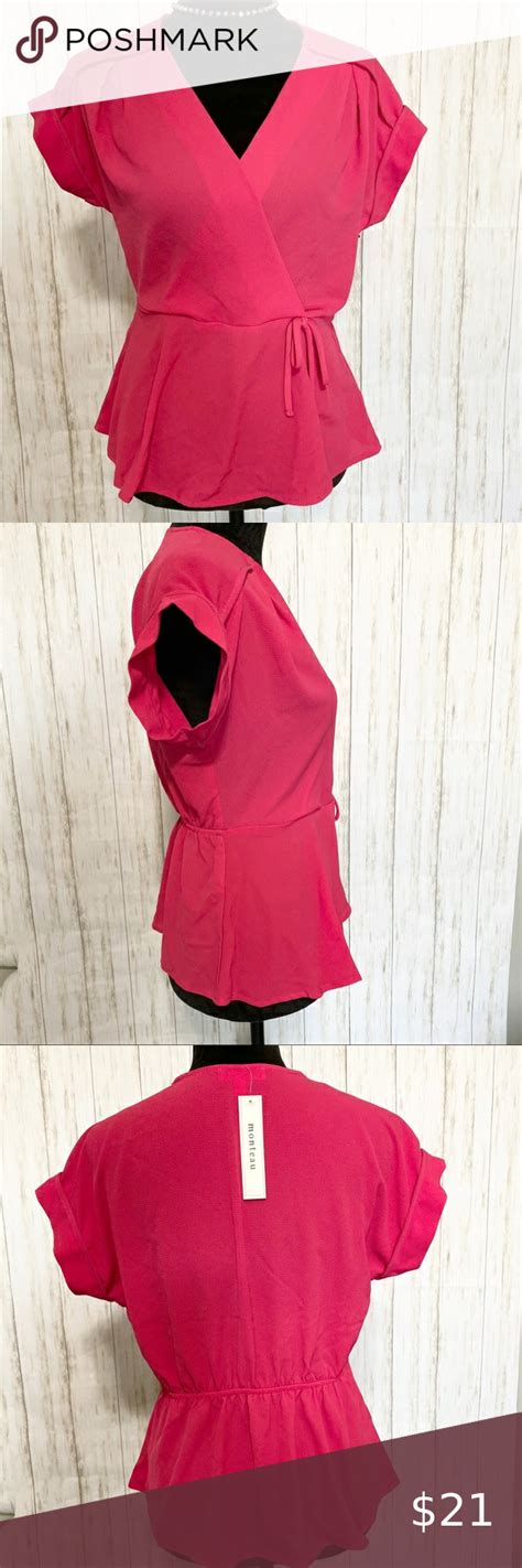 Monteau Nwt Fuschia Wrap Top Size Large Monteau Pink Fuschia Wrap