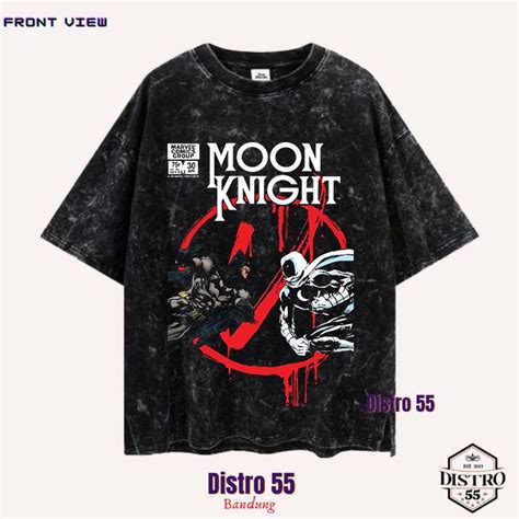 Jual Kaos Black Washed Oversize Moon Knight And Batman Tee Animasi