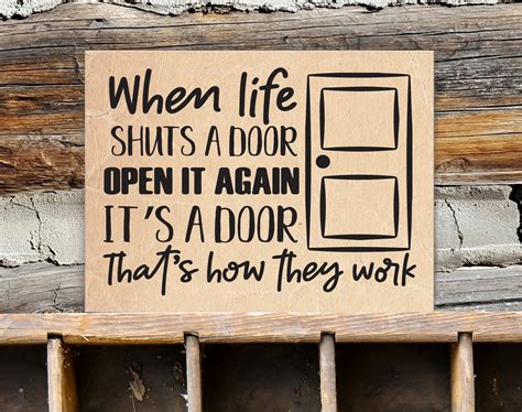 Wood Motivation Sign When Life Shuts A Door Open It Again Etsy