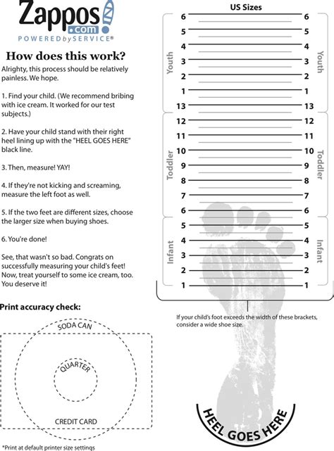 Kids Shoe Size Printable Chart