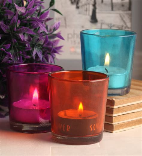 Buy Multicolour Glass Tea Light Holder Set Of 6 By Gupta Glass Gallery At 15 Off By Gupta