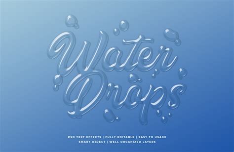 Water Drop 3d Text Style Effect Template Premium Psd File