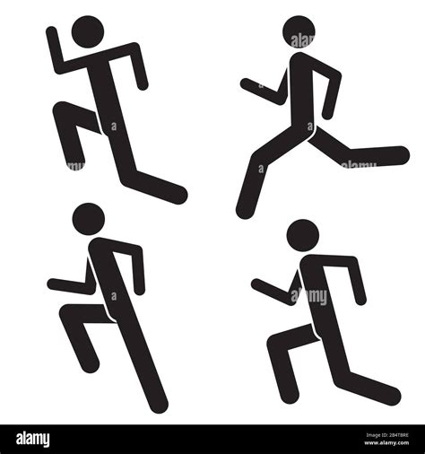 Set Of Running Man Icons Healthy Lifestyle Male Sprinter Jogging