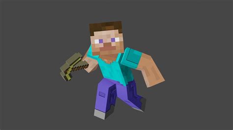 D Model Minecraft Steve D Model Rigged Animated Vr Ar Low Poly