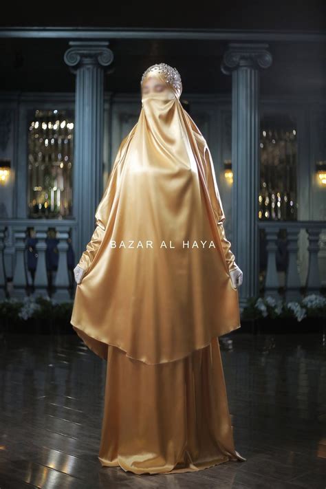 Latifa Yellow Gold Three Piece Satin Jilbab With Skirt Etsy Canada