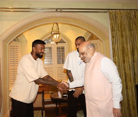 Hardik meets Home Minister Amit Shah ahead of SL series - Rediff Cricket