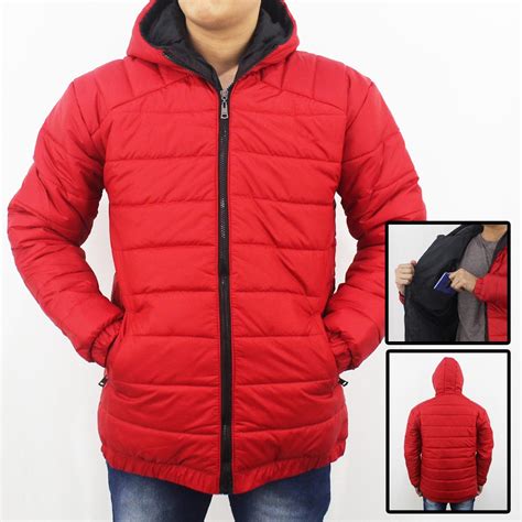 Jual Jaket Puffer Tebal Pria Merah Size M L Xl Xxl Original Oldham