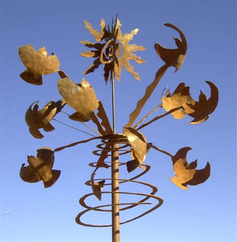 Wind Sculpture Kinetic Rusted Metal Petite Icarus Bird Sun