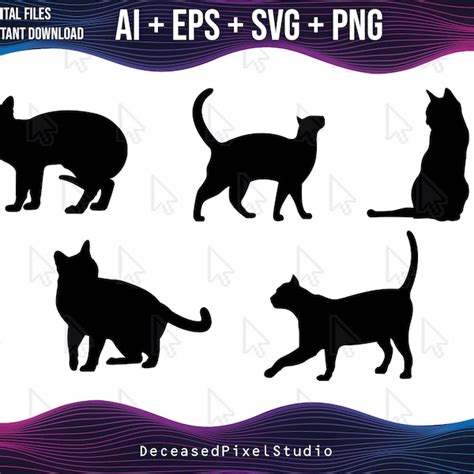 Cat Silhouette Clip Art Etsy