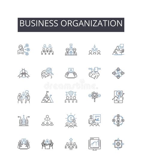 Business Organization Line Icons Collection Innovation Futurism