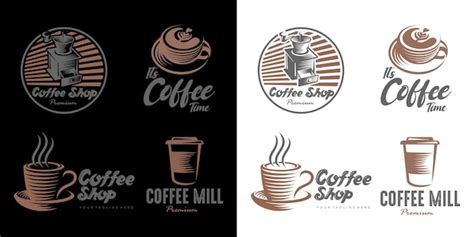 Kaffee Icon Set Logo Design Vektor Illustration Premium Vektor