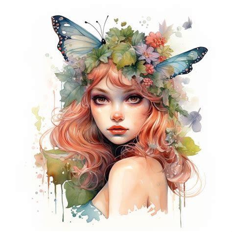 Premium AI Image There Is A Woman With A Butterfly Headpiece And