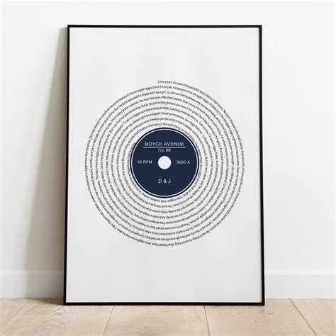 Song Lyrics Record Print (Style 1) - unique & eye-catching